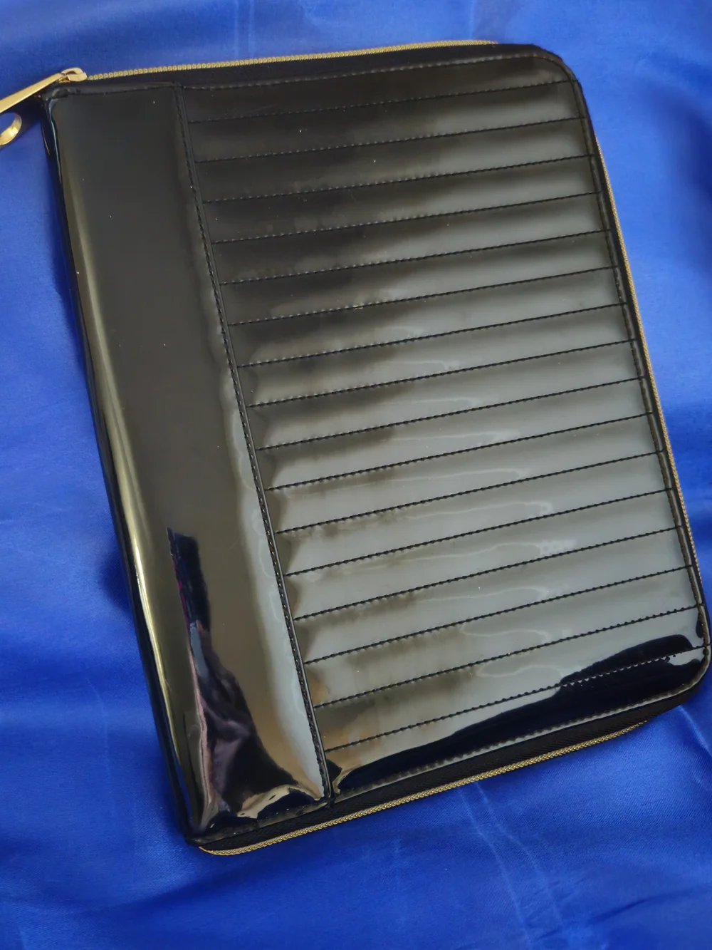 Ted Baker Black Quilted Patent Leather IPAD/tablet Zip Case